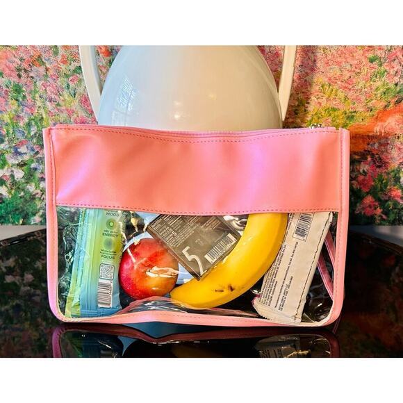 New Clear Pink "SNACKS" Zipper Pouch w/ Removable Wristlet Strap - Picture 3 of 4